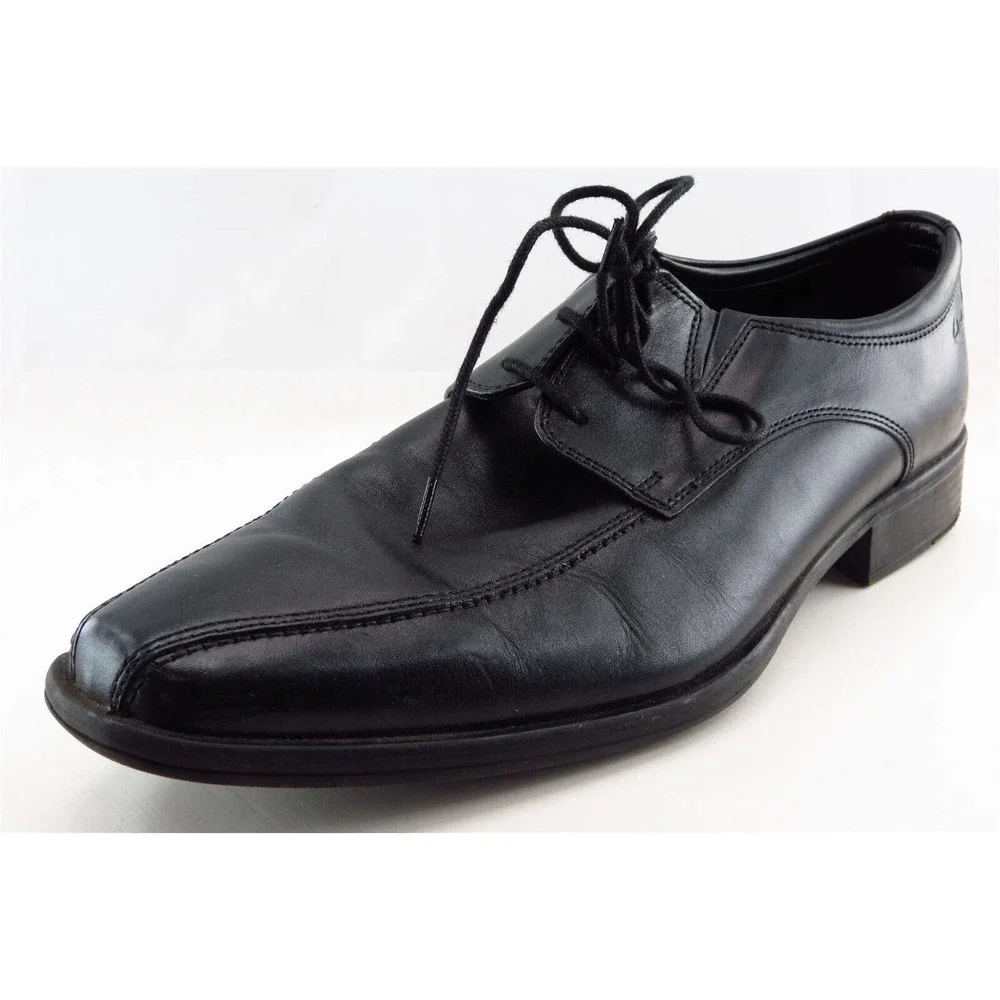 Clarks Derby Oxfords Black‎ Leather Men Shoes Size 10.5 Medium